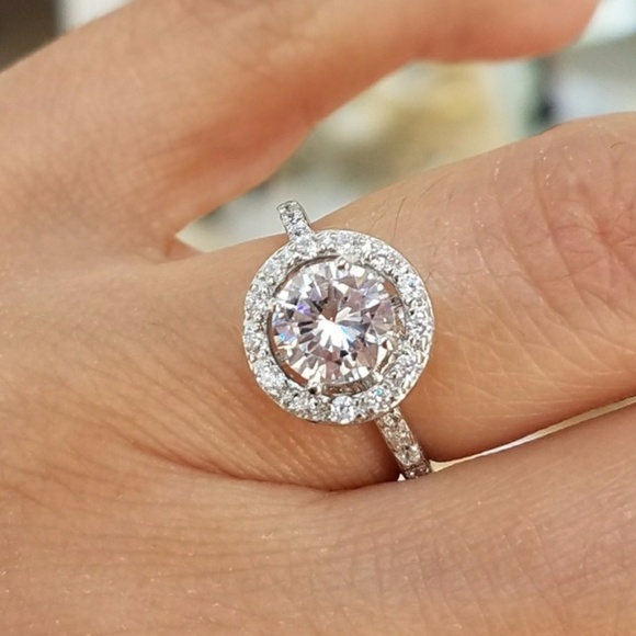 14k white gold plated Engagement Ring sizes 5 6 7 8 9 10 - Picture 5 of 8